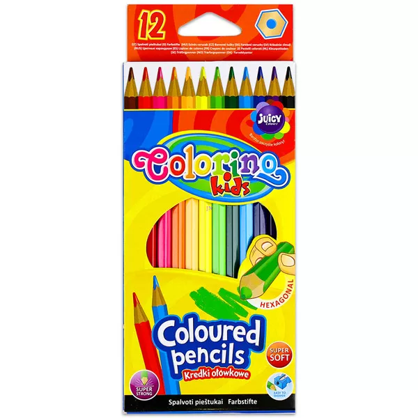 Colorino Kids: šesterokotni barvni svinčniki - 12 kosov.