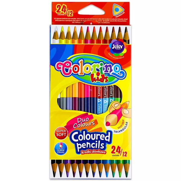 Colorino Kids: háromszögletű kétvégű színes ceruzák - 12 db, 24 szín