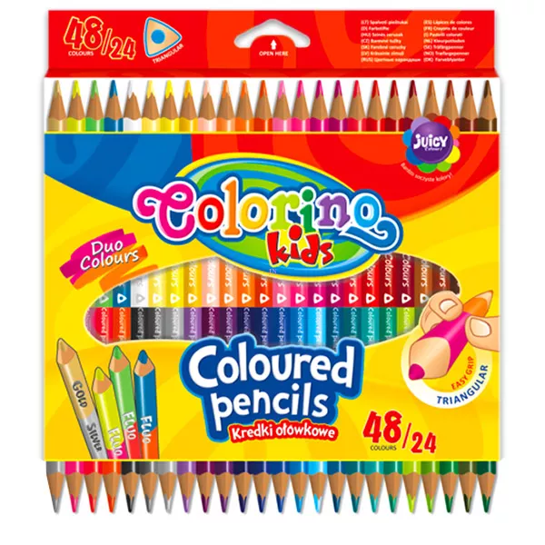 Colorino Kids: háromszögletű kétvégű színes ceruzák - 24 db, 48 szín