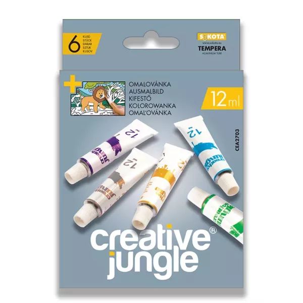 Creative Jungle 6 darabos tubusos tempera készlet kifestővel akciós termékkép 1
