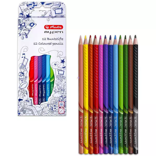Herlitz: creioane colorate triunghiulare - 12 buc.
