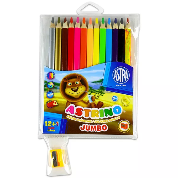Astra: Astrino Jumbo creioane colorate triunghiulare plus ascuţitoare - 12 buc.