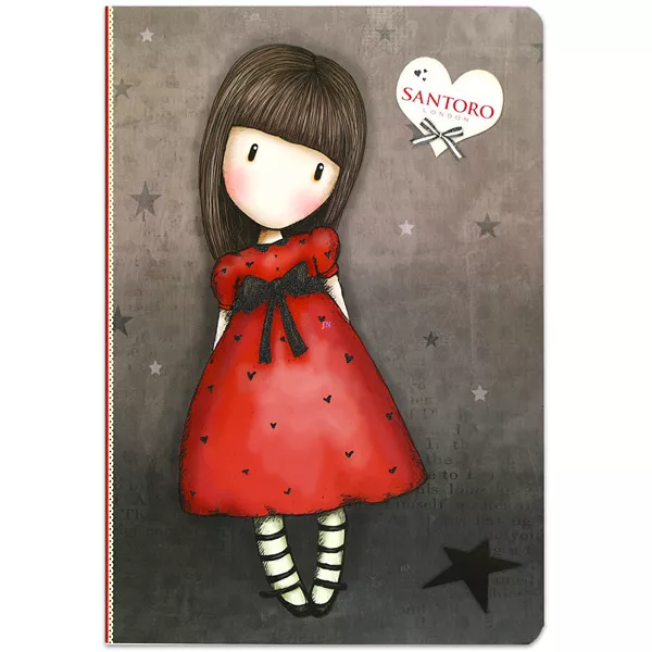 Santoro Gorjuss: Kislány piros ruhában négyzetrácsos füzet - A4, 87-32