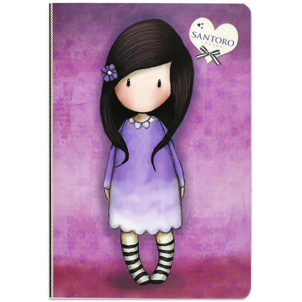Santoro Gorjuss: Kislány lila ruhában négyzetrácsos füzet - A4, 87-32