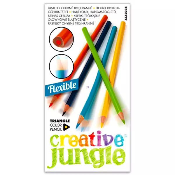 Creative Jungle: creioane colorate triunghiulare şi flexibile - 12 buc.