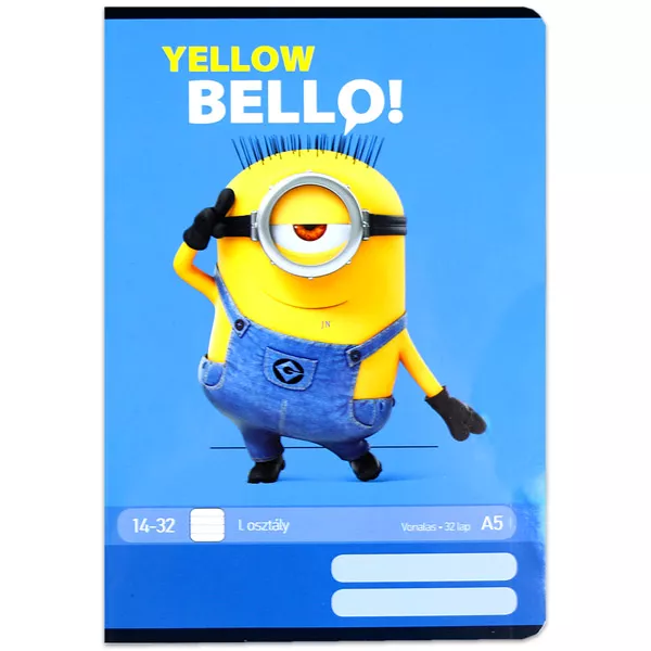 Minyonok Yellow Bello! 1. osztályos vonalas füzet - A5-ös, 14-32 