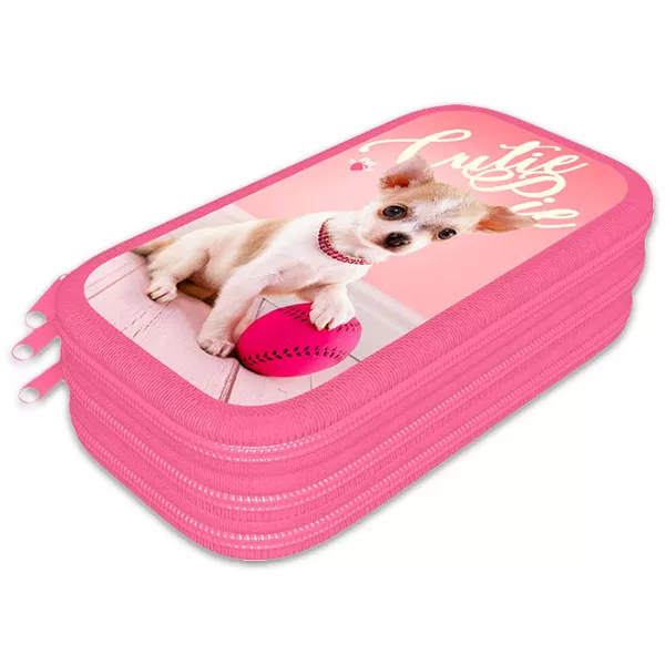 Cutie Pie kiskutyás 3 emeletes tolltartó - rózsaszín