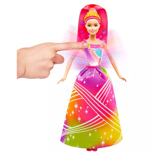 Păpuşă Prinţesă Barbie în rochie curcubeu cu sunete