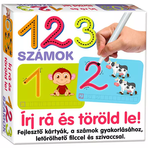 Scrie şi şterge: 123 Cifrele - cartonaşe pentru dezvoltarea abilităţilor, lb. maghiară