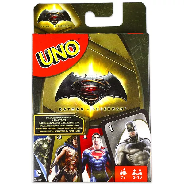 Batman Vs Superman UNO kártya - különleges szabályokkal és 4 extra kártyával