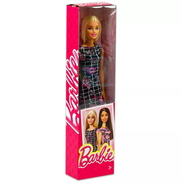 Barbie: Divatos Barbie fekete, virágos ruhában 