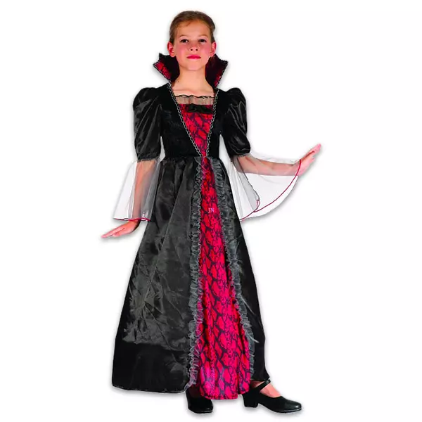 Costum fată vampir - mărime 110-120 cm, negru-roşu