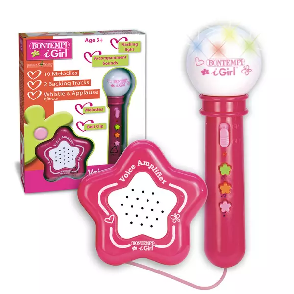 Microfon karaoke cu mini-boxă - roz
