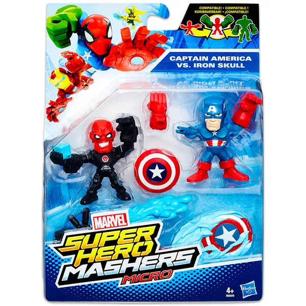 Marvel Super Hero Mashers Micro - Amerika kapitány, Iron Skull figura 6 cm