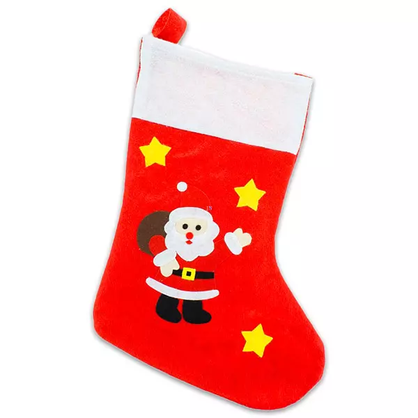 Karácsonyi zokni Mikulással és csillagokkal - 47 cm
