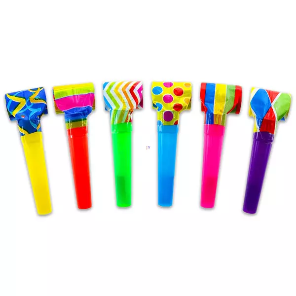 Sopladores en espiral para fiestas - 6 unidades, varios colores