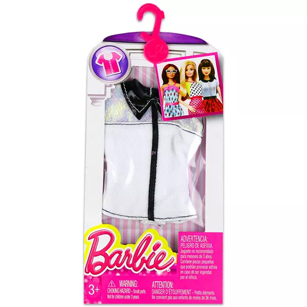 Barbie ruhák: fehér-fekete felső 