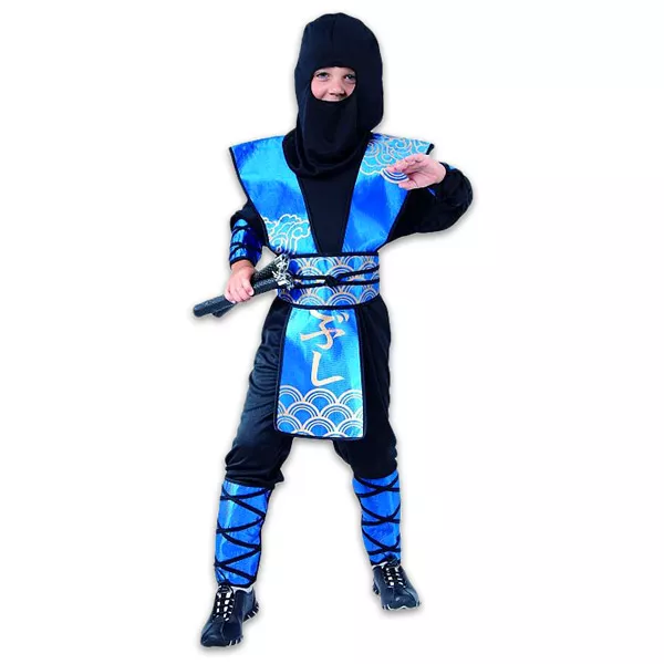 Ninja jelmez, kék színű - 110-120-as méret