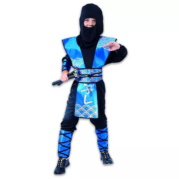 Ninja jelmez, kék színű - 120-130-as méret