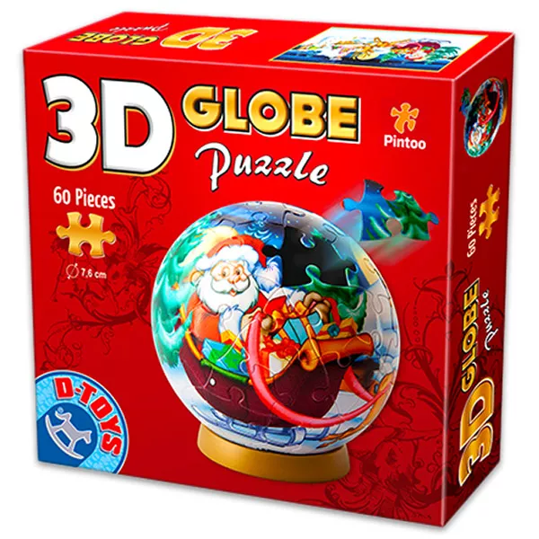 Moş Crăciun - puzzle glob 3D cu 60 piese, diferite