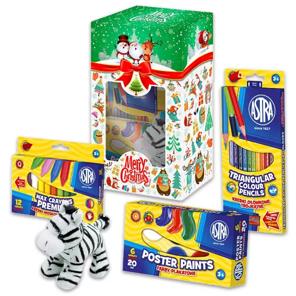 Karácsonyi kreatív ajándékcsomag zebra plüssfigurával