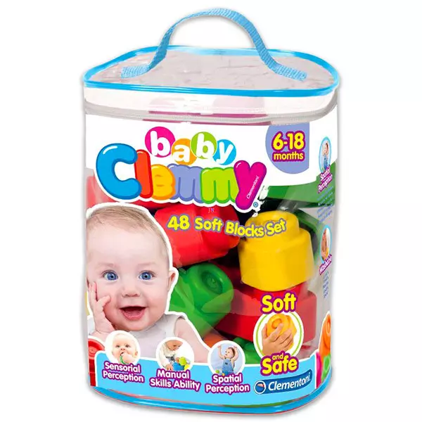 Clemmy Baby Puha, bébi építőjáték szett táskában - 48 db-os