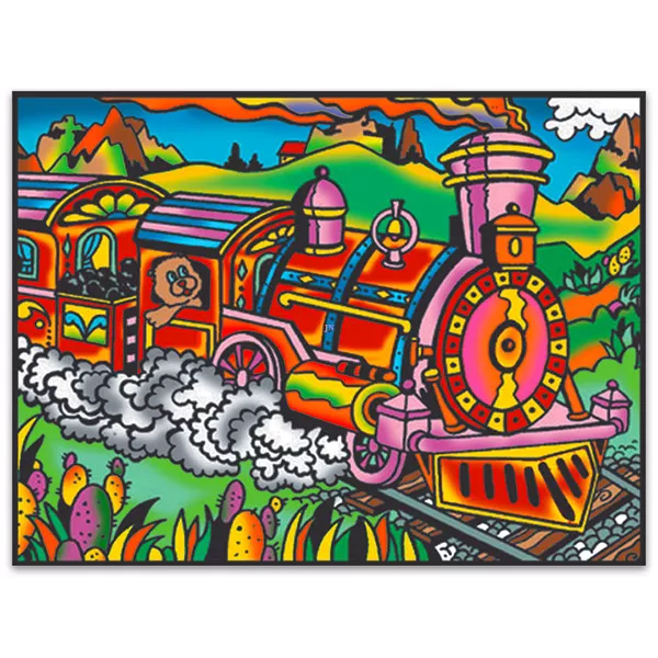 Design Tren, imagine catifea de colorat cu 12 buc. markere