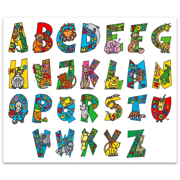 ABC és számok bársonyos színező 12 darab filccel