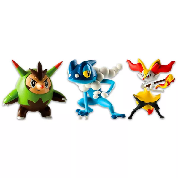 Tomy: Set cu 3 figurine Pokemon - Quilladin, Braixen, Frogadier