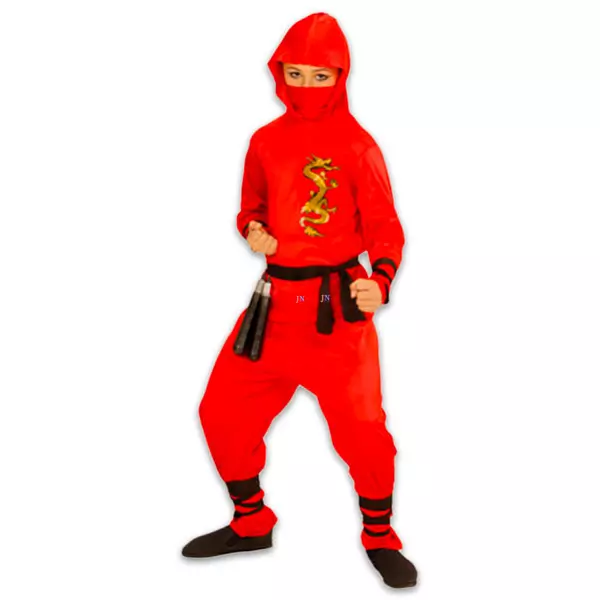 Sárkány ninja jelmez - 158 cm-es méret, piros