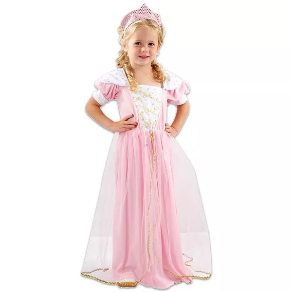 Klasszikus hercegnő jelmez - 92-104 cm-es méret, rózsaszín-fehér