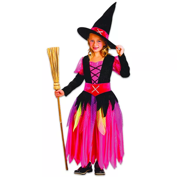 Csini boszorkány jelmez - 110-120 cm-es méret, pink-fekete
