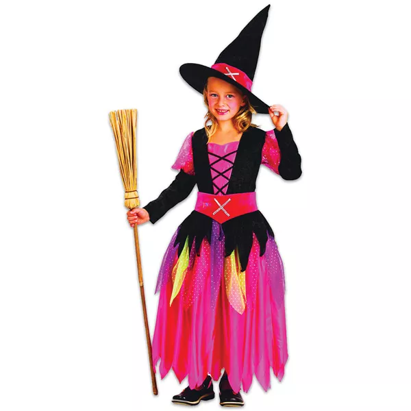 Csini boszorkány jelmez - 120-130 cm-es méret, pink-fekete