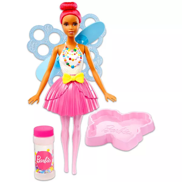 Barbie Dreamtopia: Păpuşă zână cu păr pink şi baloane de săpun