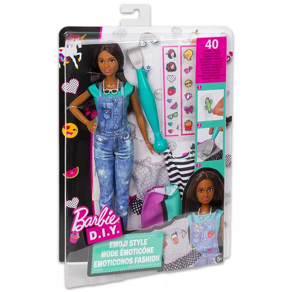 Barbie Set designer de modă cu abţibilduri şi păpuşă cu păr brunet