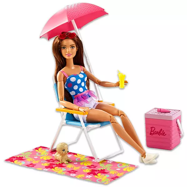 Barbie accesorii pentru amenajări exterioare: relaxare pe plajă