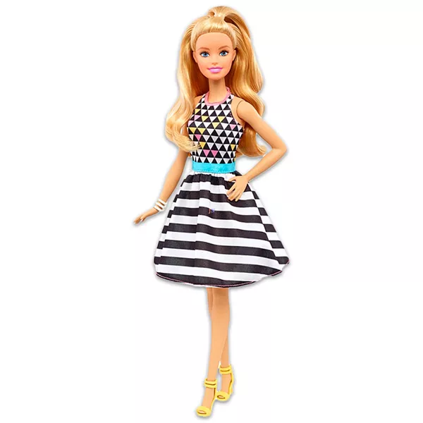 Barbie Fashionistas: szőke Barbie mintás ruhában