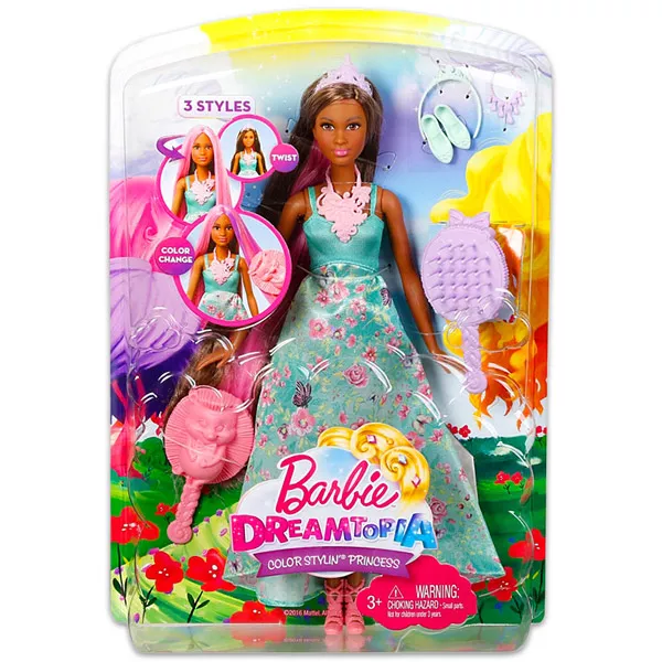 Barbie Dreamtopia: barna bőrű hajvarázs hercegnő