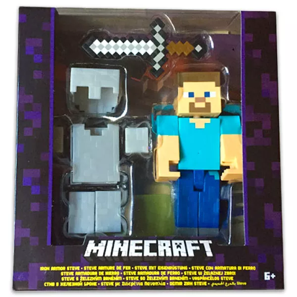 Minecraft: vaspáncélos Steve közepes méretű figura