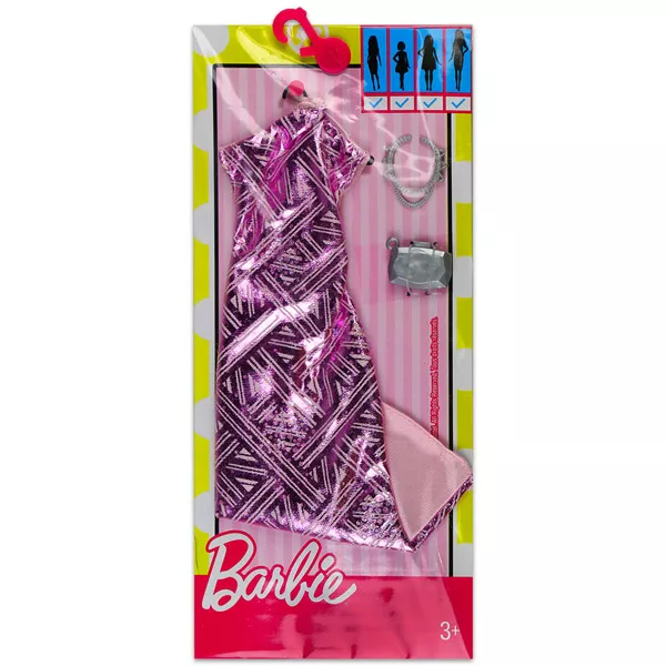 Barbie ruhák kiegészítőkkel - Rózsaszín-kék színű hosszú ruha