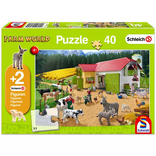 Schmidt: Egy nap a farmon 40 darabos puzzle 2 darab ajándék Schleich figurával