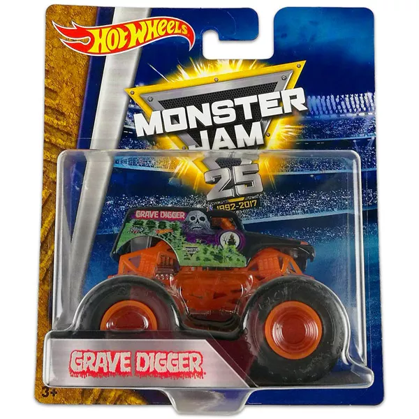 Hot Wheels Monster Jam 25: Grave Digger kisautó narancssárga alvázzal 