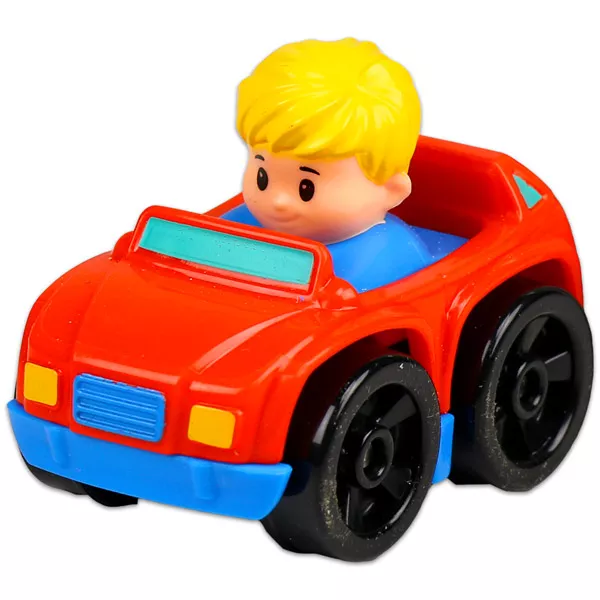 Little People autópajtások: szőke kisfiú piros kocsiban 