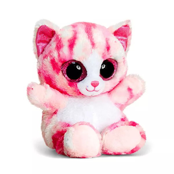 Animotsu ülő cica plüssfigura - 15 cm, rózsaszín