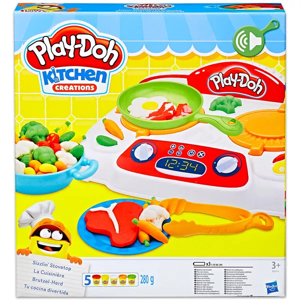 Play-Doh Kitchen Creations: Set plită electrică cu 5 borcănaşe de plastilină