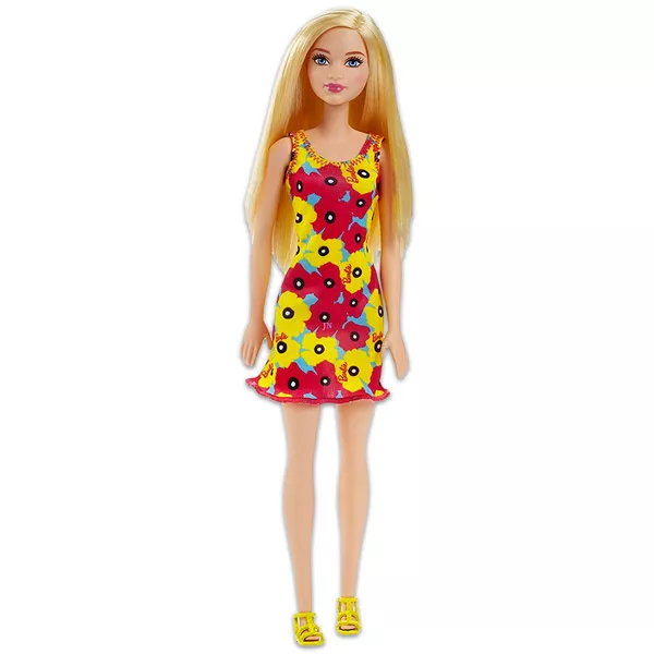 Barbie: Divatos szőke hajú Barbie virágos ruhában 