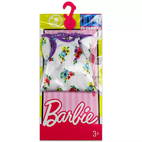 Barbie ruhák: virágmintás fehér ruha