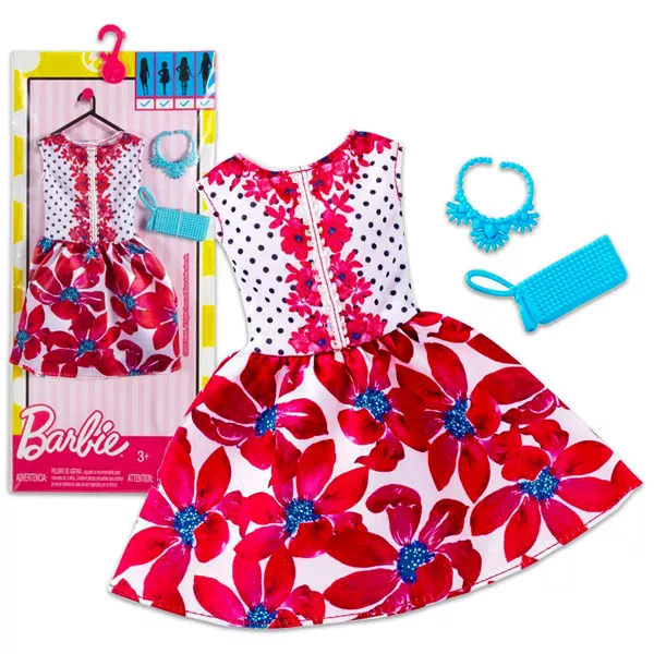 Barbie ruhák: virágos felső, virágos szoknyával