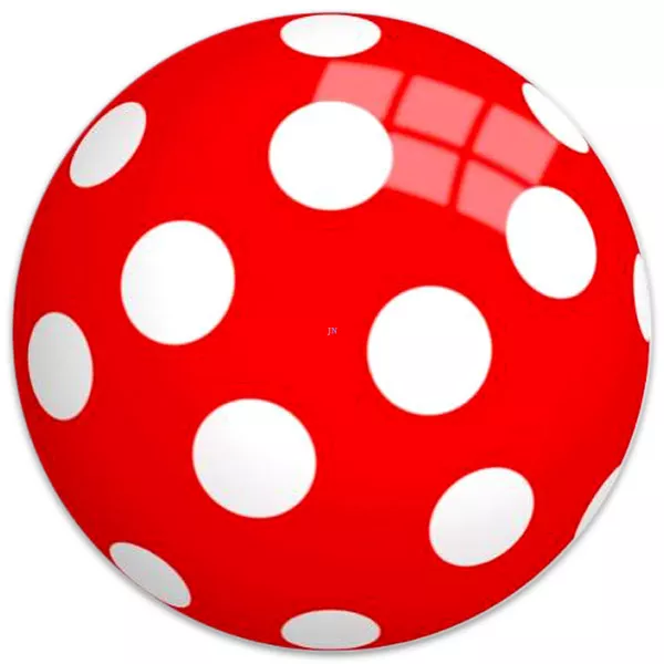 Fehér pöttyös piros gumilabda - 14 cm