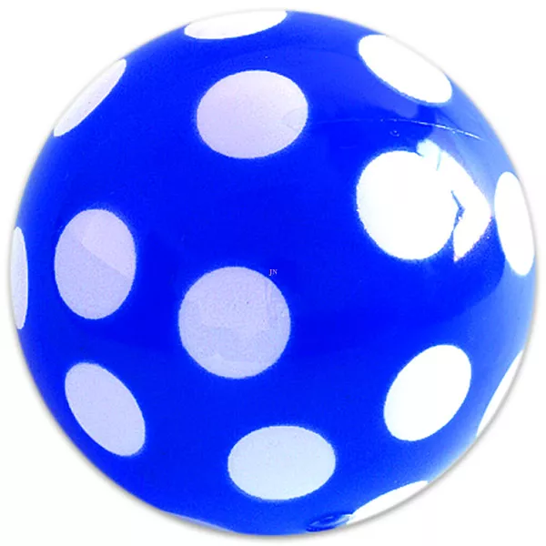 Fehér pöttyös kék gumilabda - 14 cm